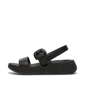 รองเท้าแตะแบบรัดส้น ผู้หญิง รุ่น F-MODE ESPADRILLE BUCKLE LEATHER FLATFORM BACK-STRAP SANDALS