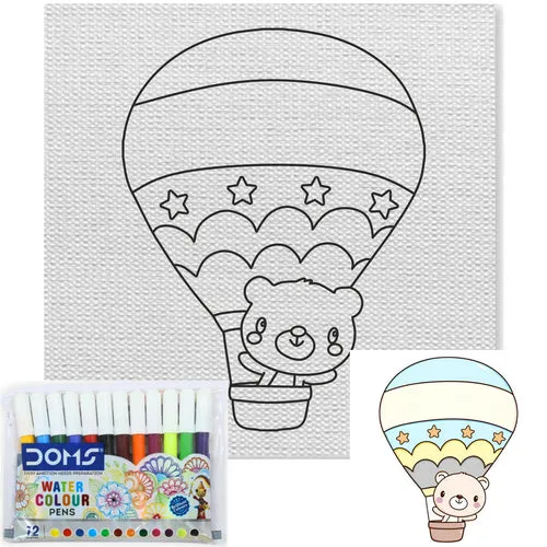 6x6" Printed Canvas Board DIY - Balloon Cartoon