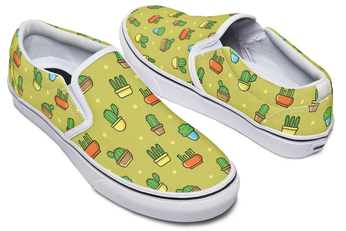 8 Bit Potted Plants Slip-On Shoes