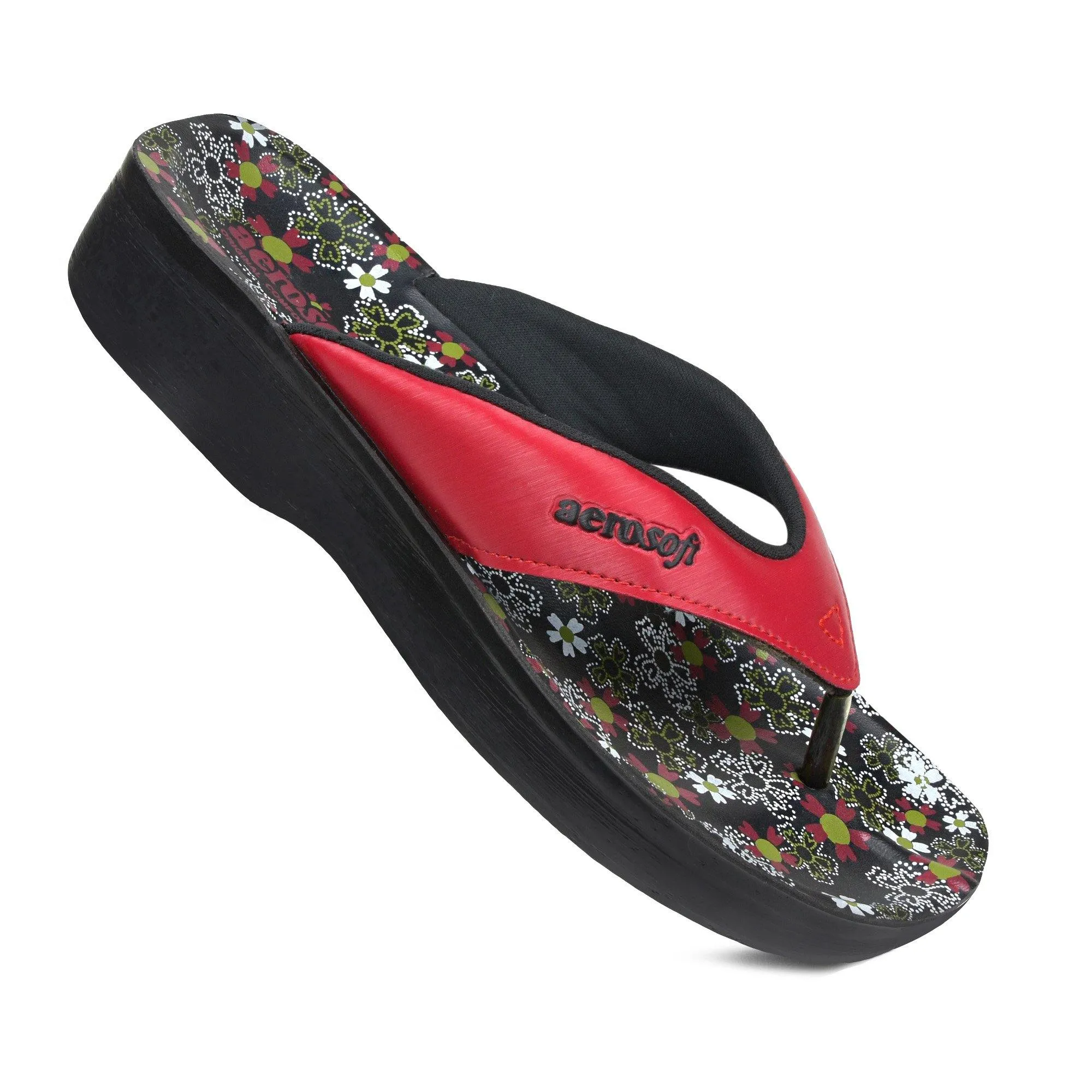 Aerosoft - Anette A0815 Floral Summer Vacation Essentials Arch Support Flip Flops For Women