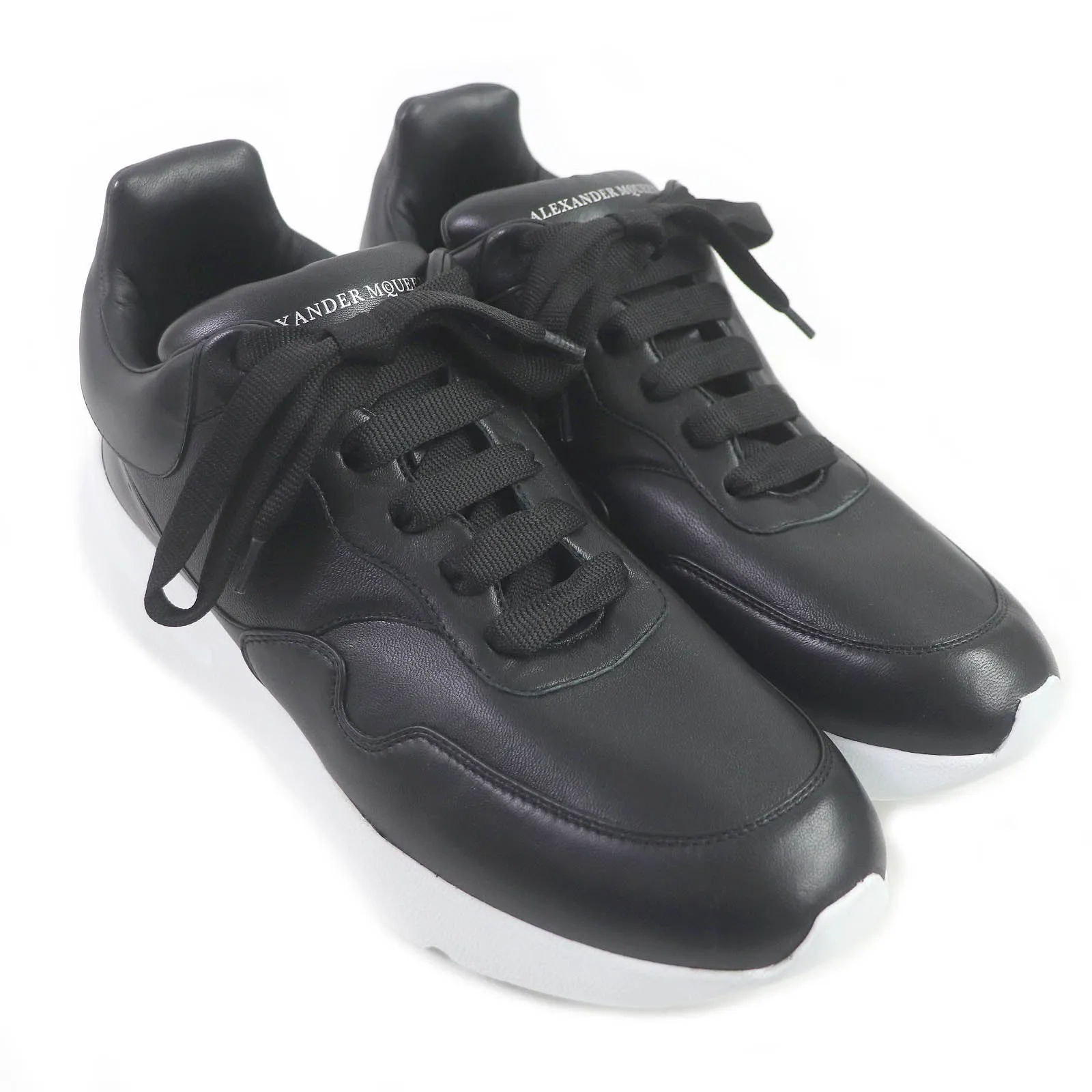 Alexander McQueen Leather Runner Sneakers Black White