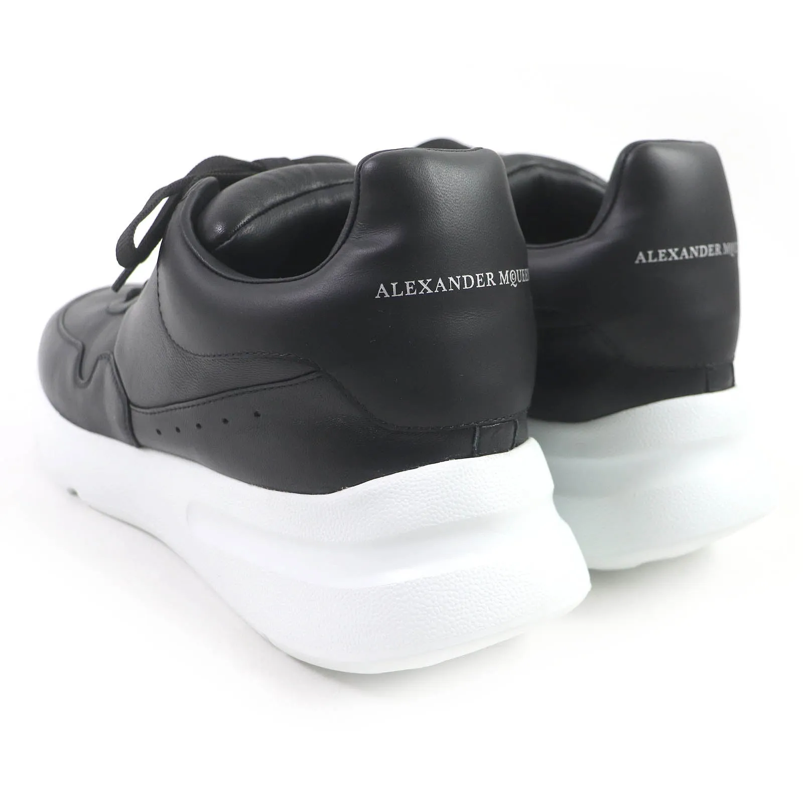 Alexander McQueen Leather Runner Sneakers Black White