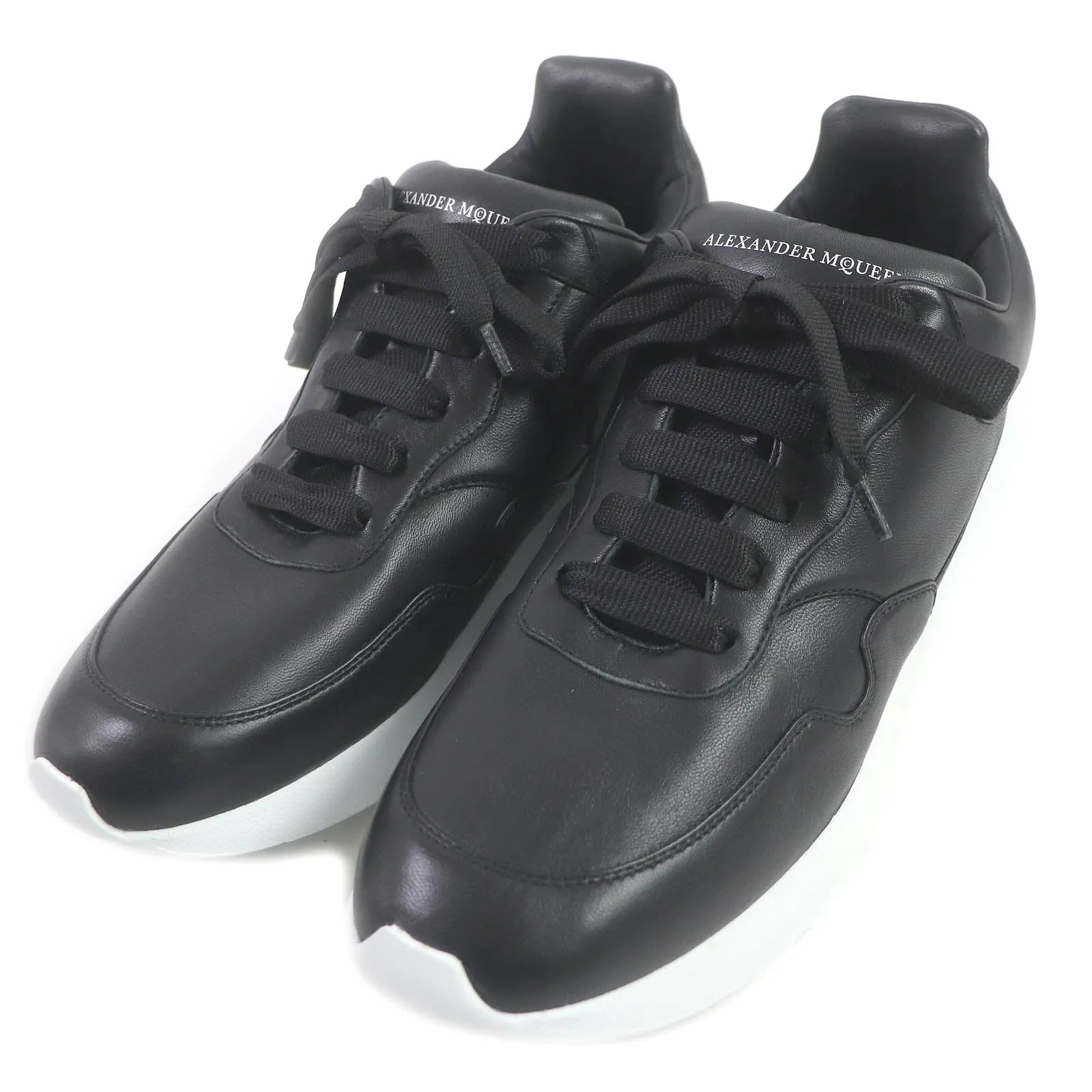 Alexander McQueen Leather Runner Sneakers Black White