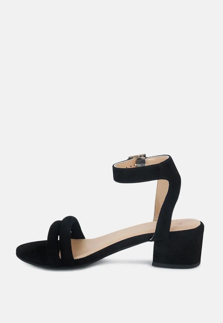 AMELIA Black Minimalist Block Heel Sandal