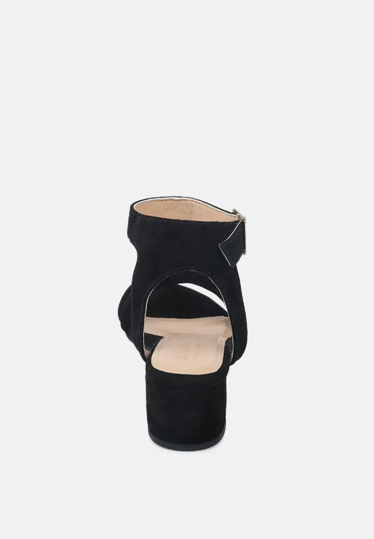 AMELIA Black Minimalist Block Heel Sandal