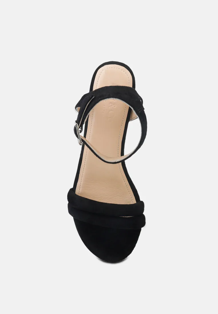 AMELIA Black Minimalist Block Heel Sandal