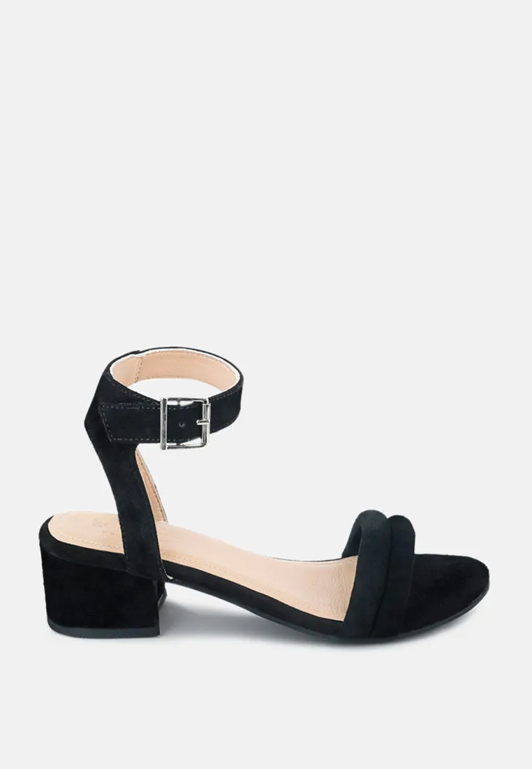 AMELIA Black Minimalist Block Heel Sandal