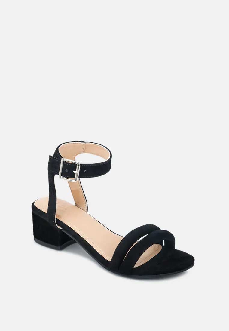 AMELIA Black Minimalist Block Heel Sandal