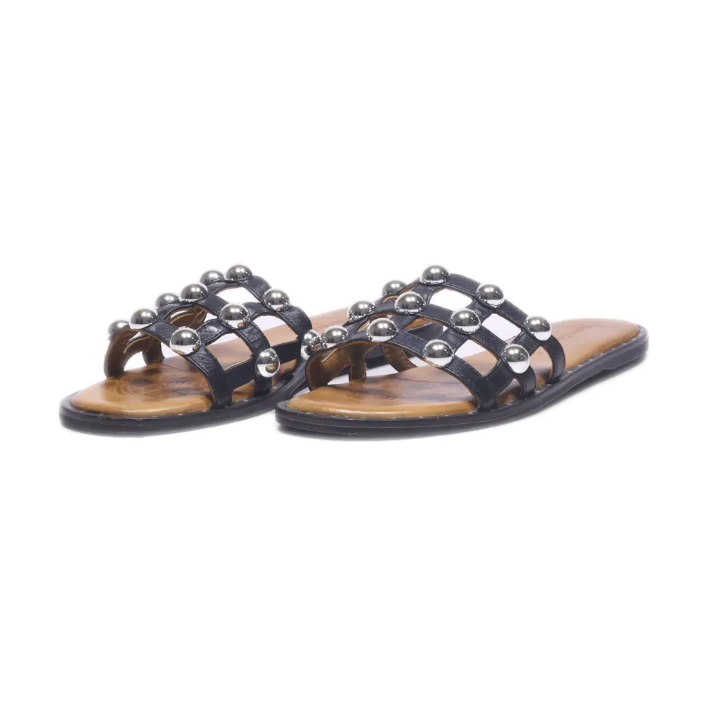 Andrea Sabatini Flat Sandals Leather Black Colour For Women