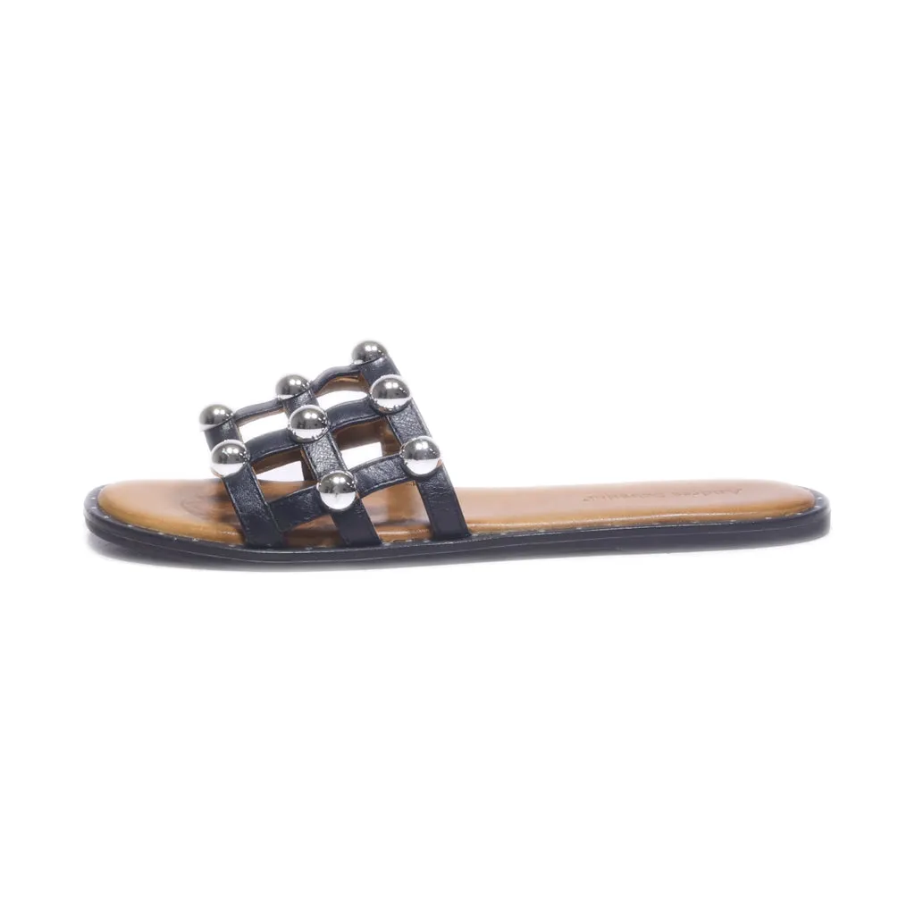 Andrea Sabatini Flat Sandals Leather Black Colour For Women