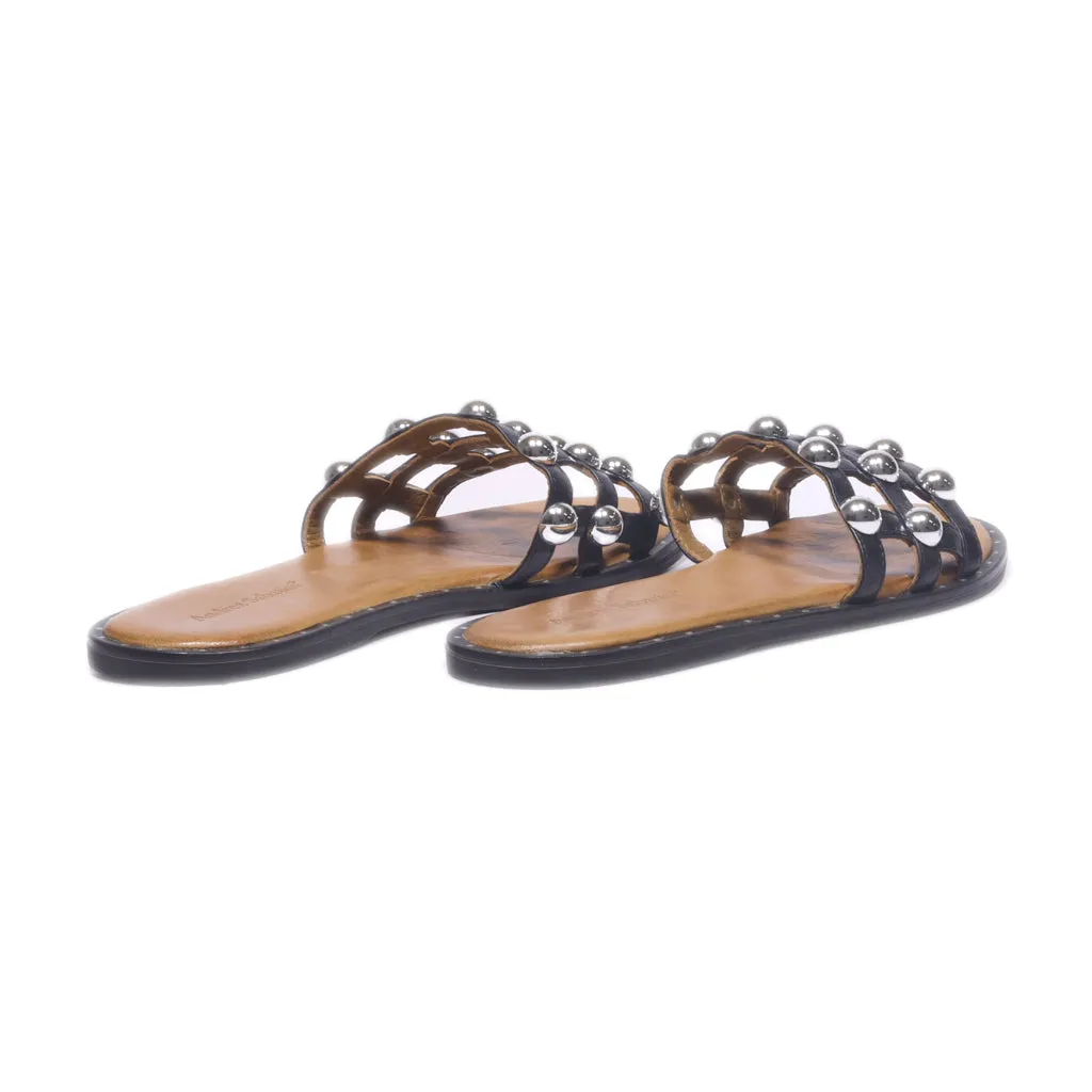 Andrea Sabatini Flat Sandals Leather Black Colour For Women