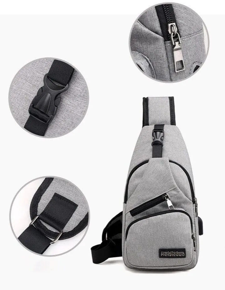 Angry Bag - Cross-Shoulder Backpack with USB Casual Small