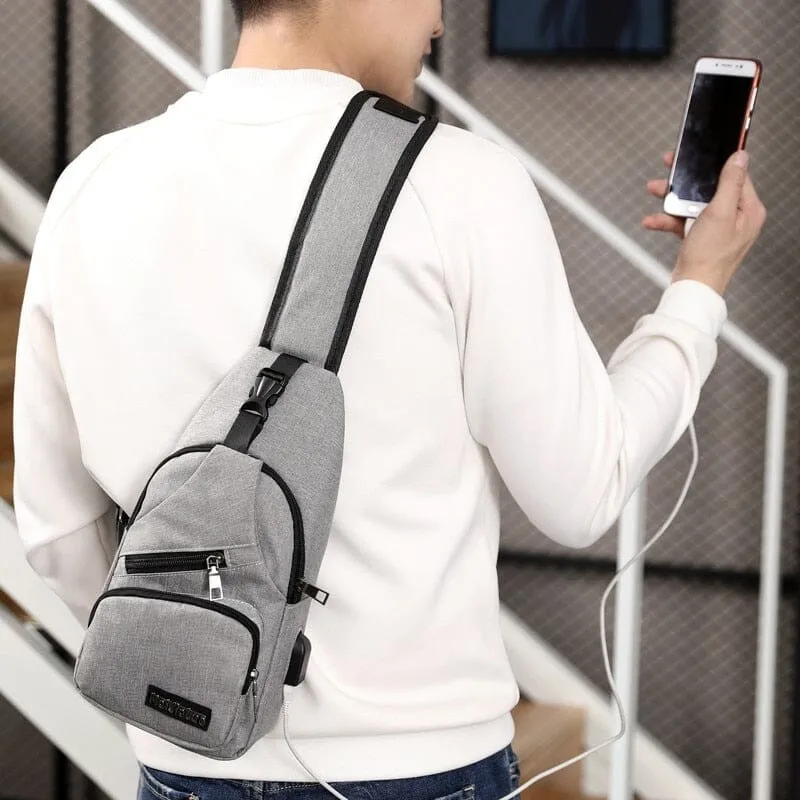 Angry Bag - Cross-Shoulder Backpack with USB Casual Small