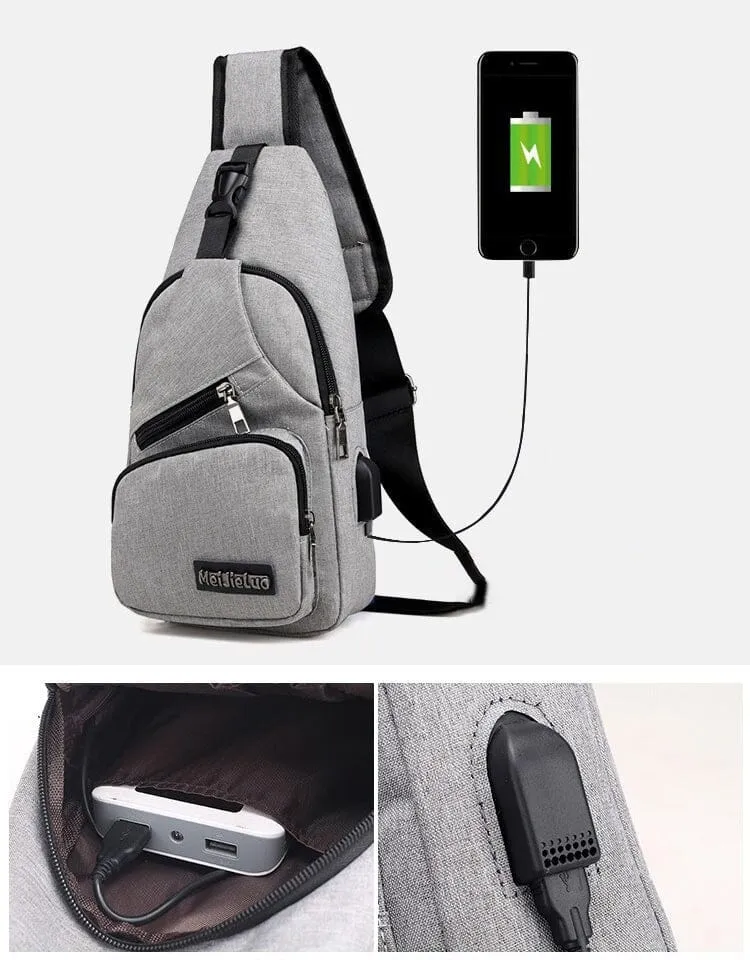 Angry Bag - Mochila de Ombro Transversal com USB Casual Pequena