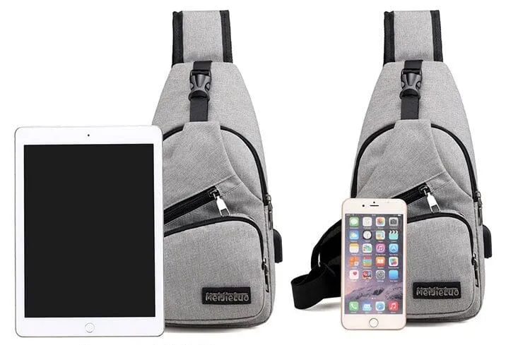 Angry Bag - Mochila de Ombro Transversal com USB Casual Pequena