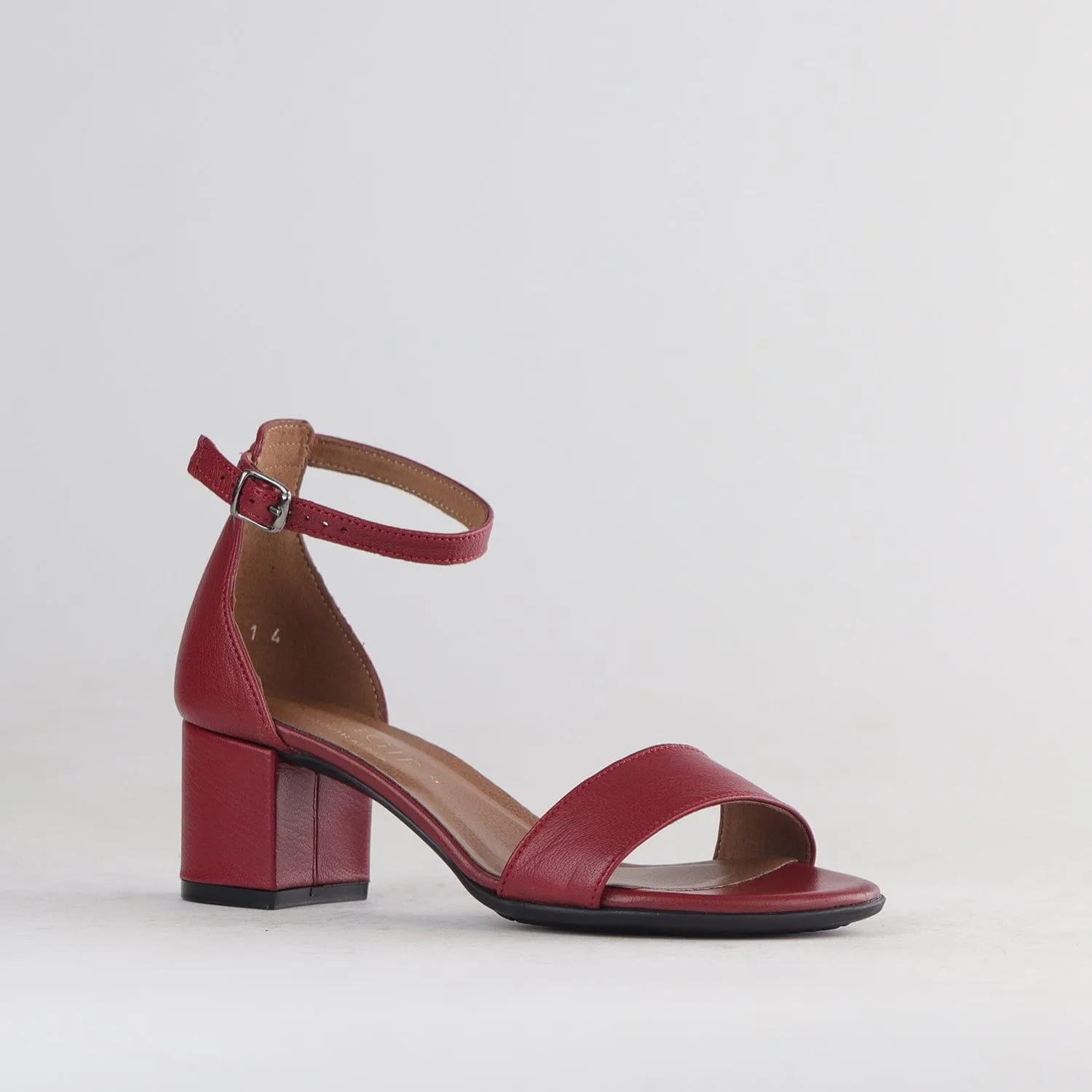 Ankle Strap Block Heel Sandal in Red - 12571