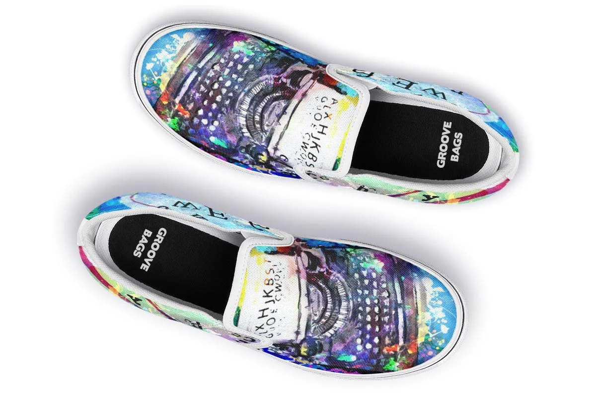 Artistic Type Writer Slip-On Shoes