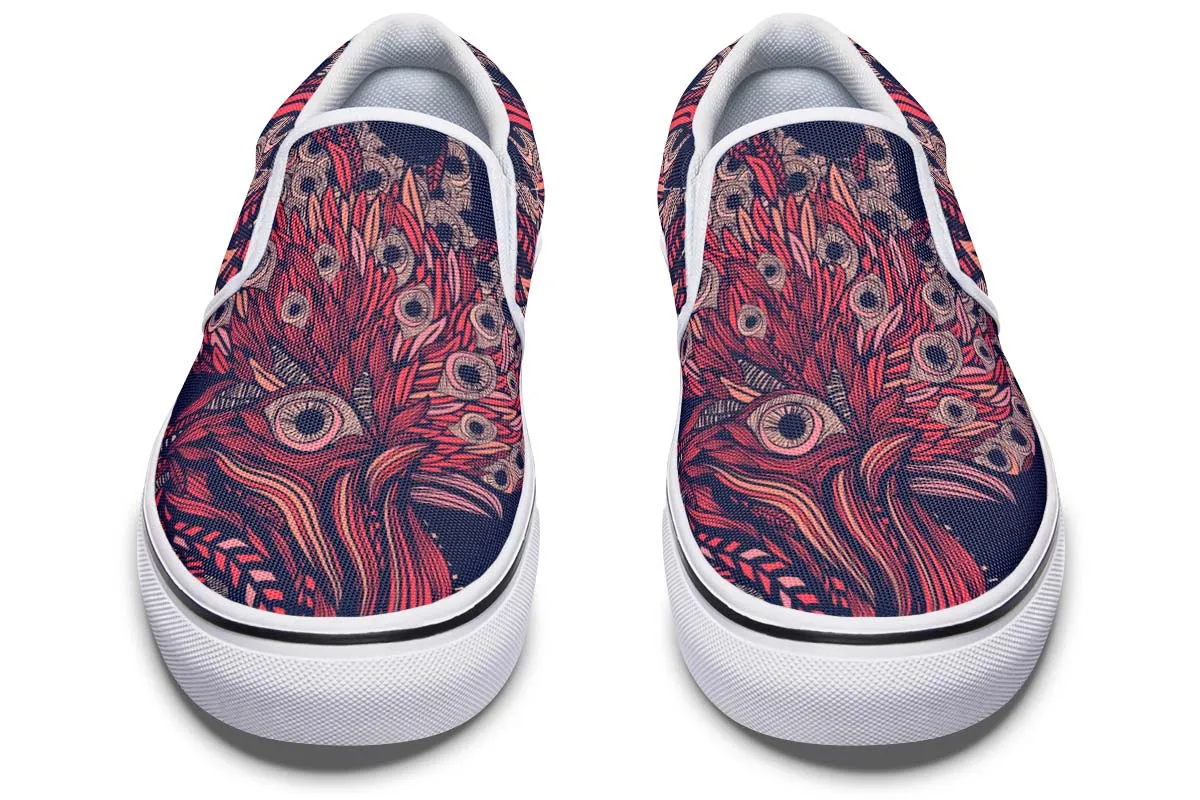 Artsy Rooster Slip-On Shoes