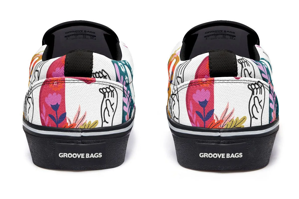 ASL Floral Alphabet Slip-On Shoes