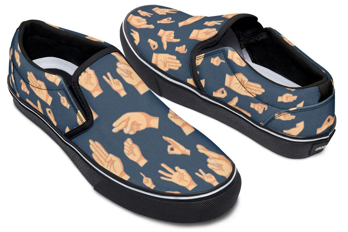 ASL Hand Sign Slip-On Shoes