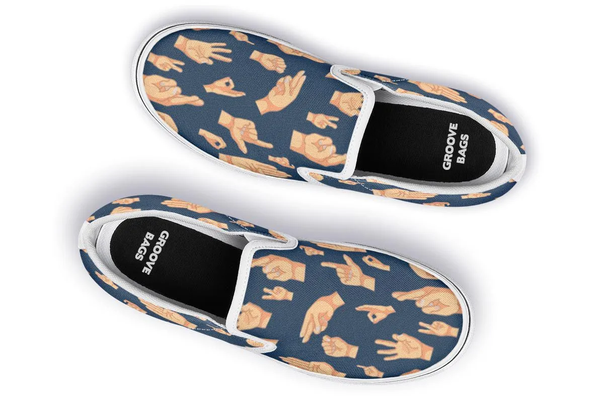 ASL Hand Sign Slip-On Shoes