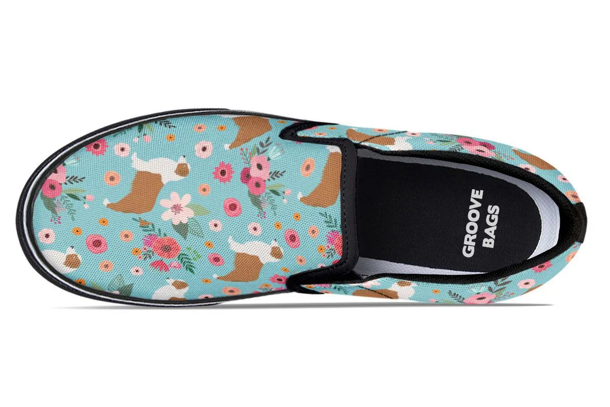 Australian Shepherd Flower Slip-On Shoes