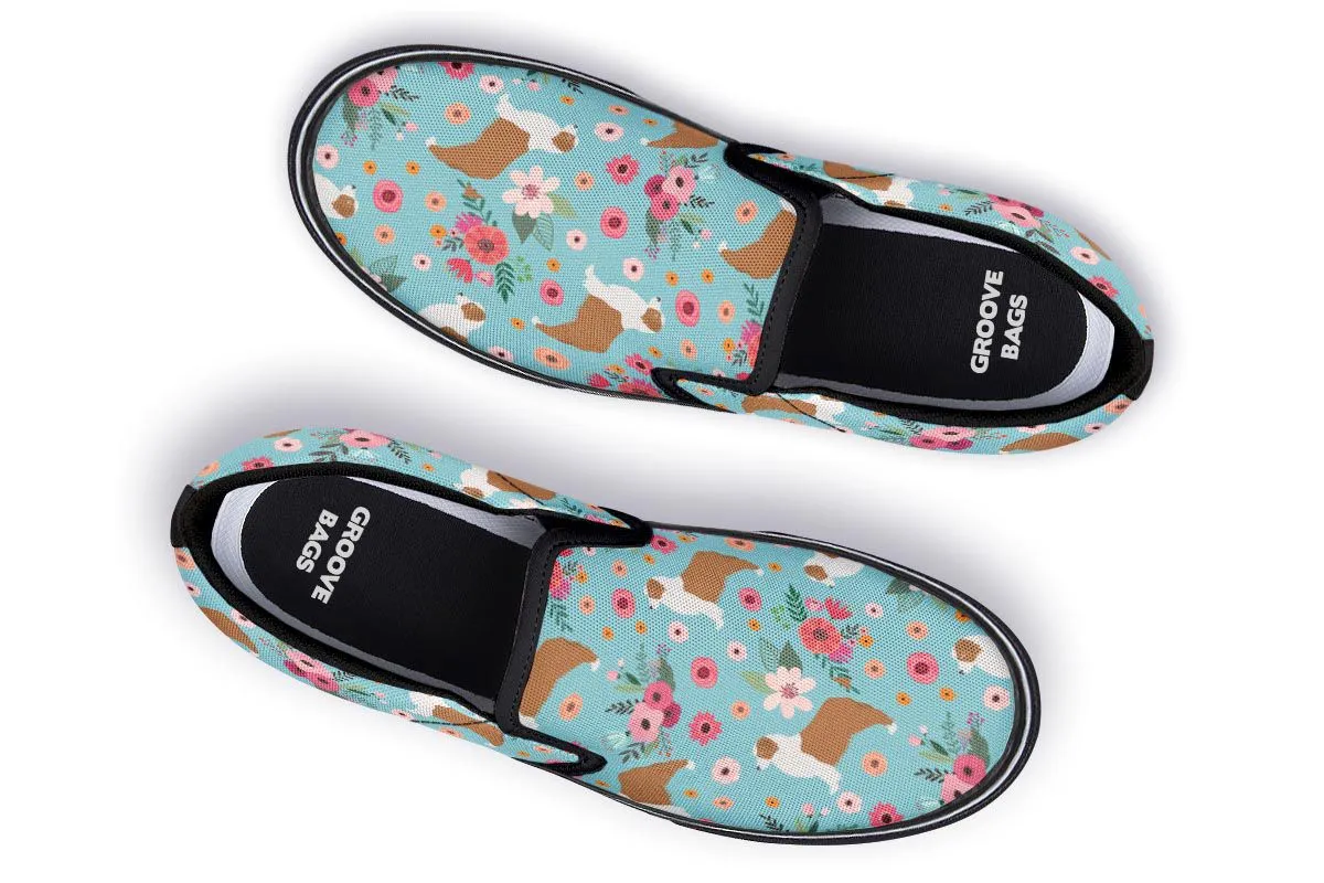 Australian Shepherd Flower Slip-On Shoes