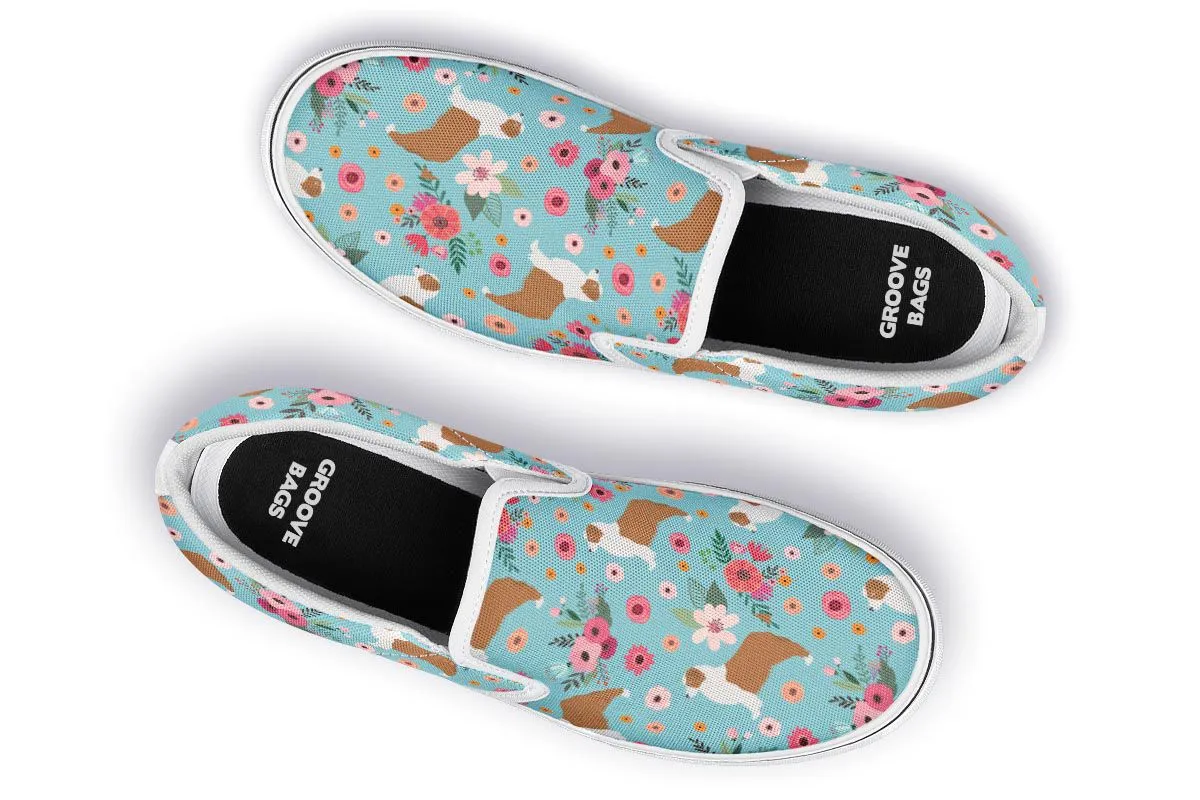 Australian Shepherd Flower Slip-On Shoes