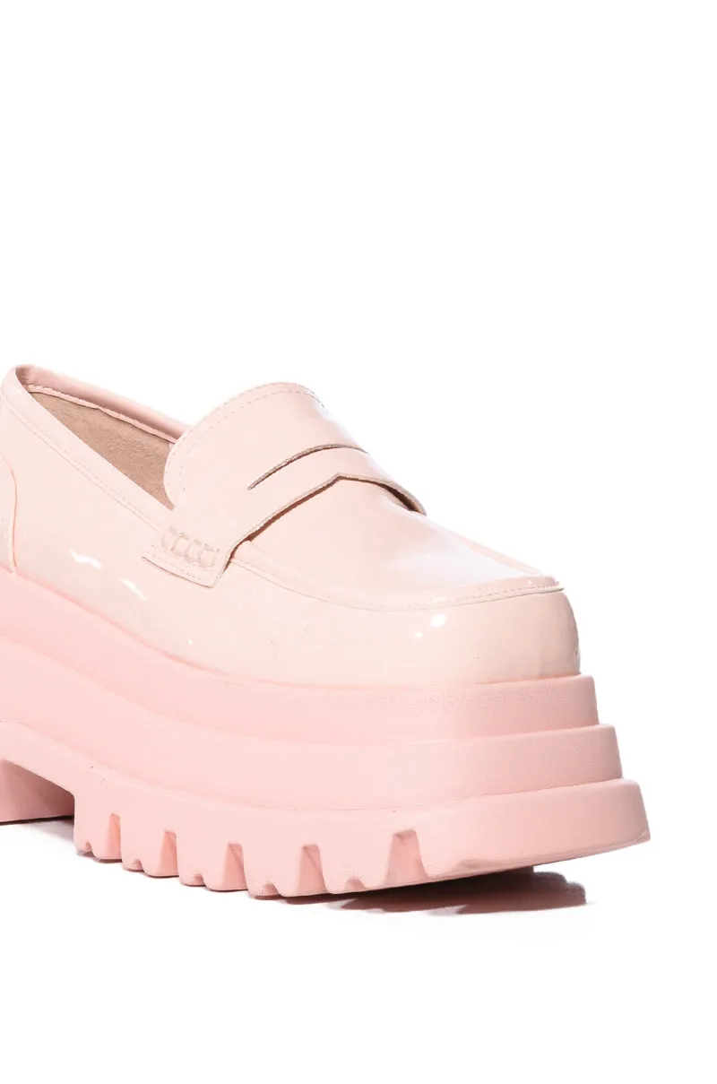 AZALEA WANG ALEO BASIC FLATFORM LOAFER IN PINK