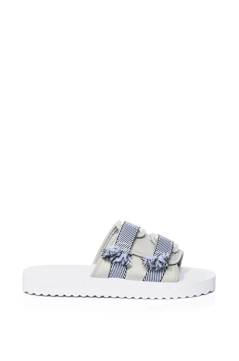 AZALEA WANG BOKA SLIP ON FLAT SANDAL IN WHITE