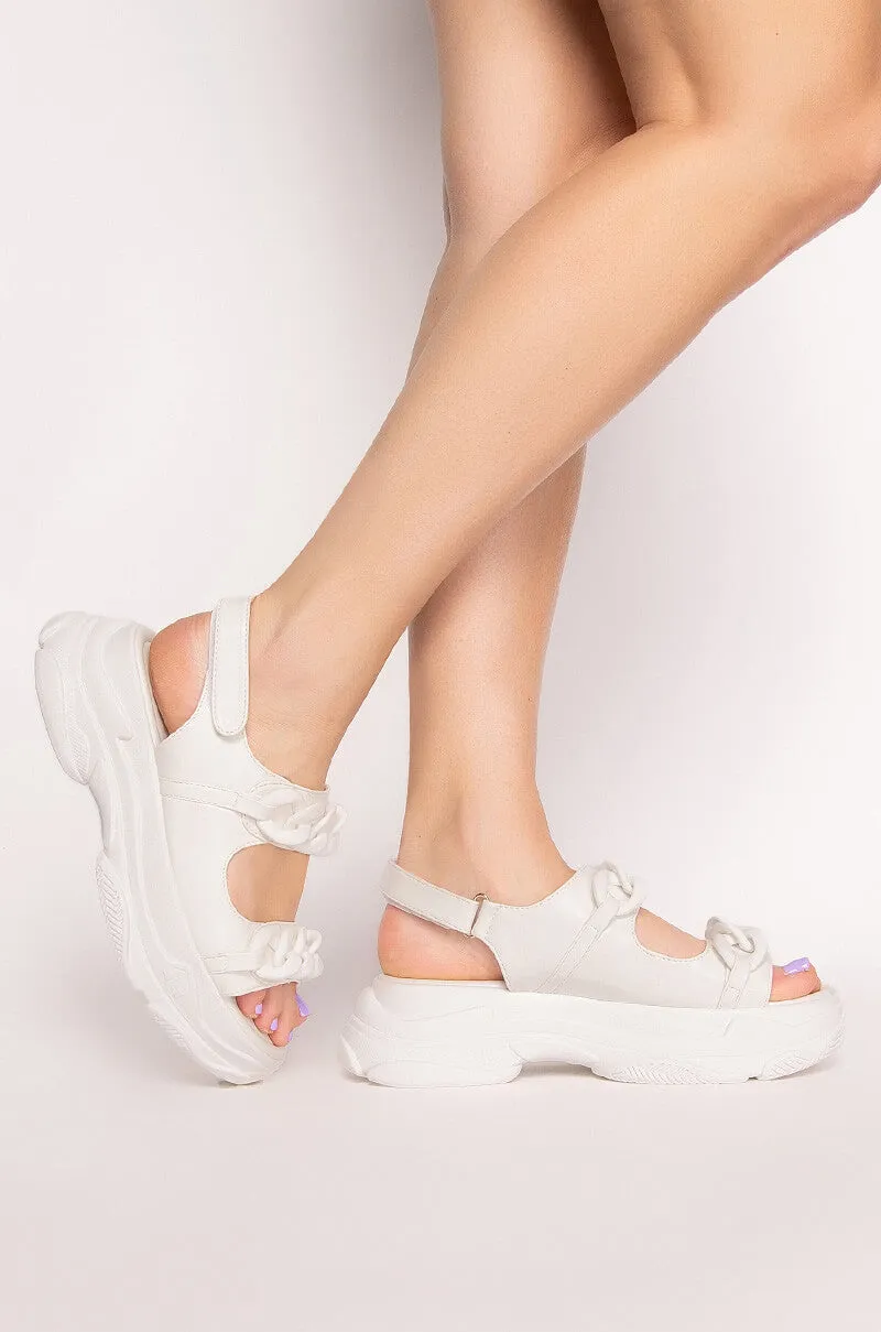 AZALEA WANG KEEP ON MOVING FLATFORM SANDAL WHITE