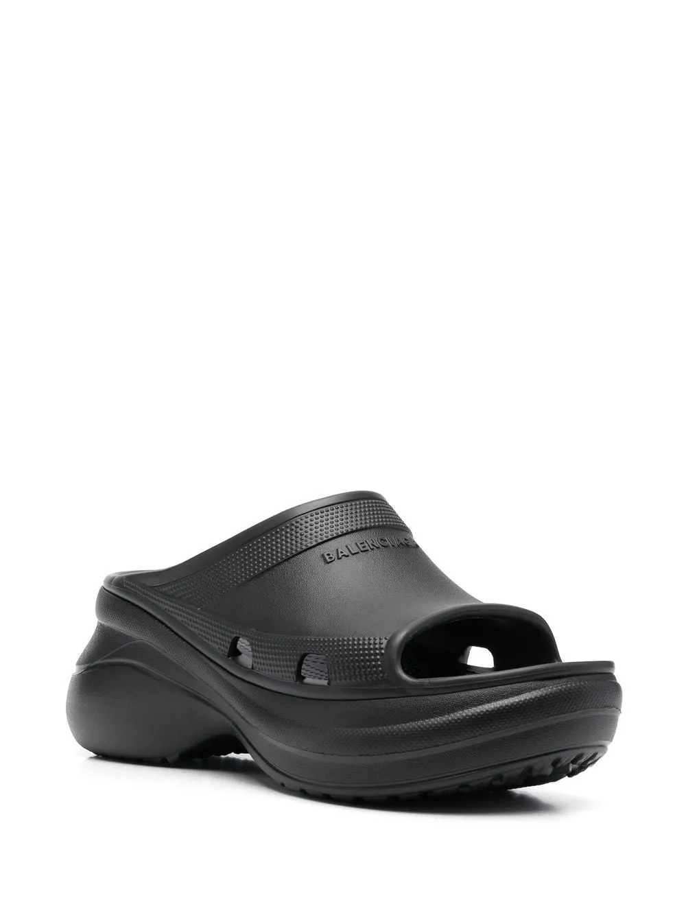 BALENCIAGA Black Croc Slide Sandals for Women