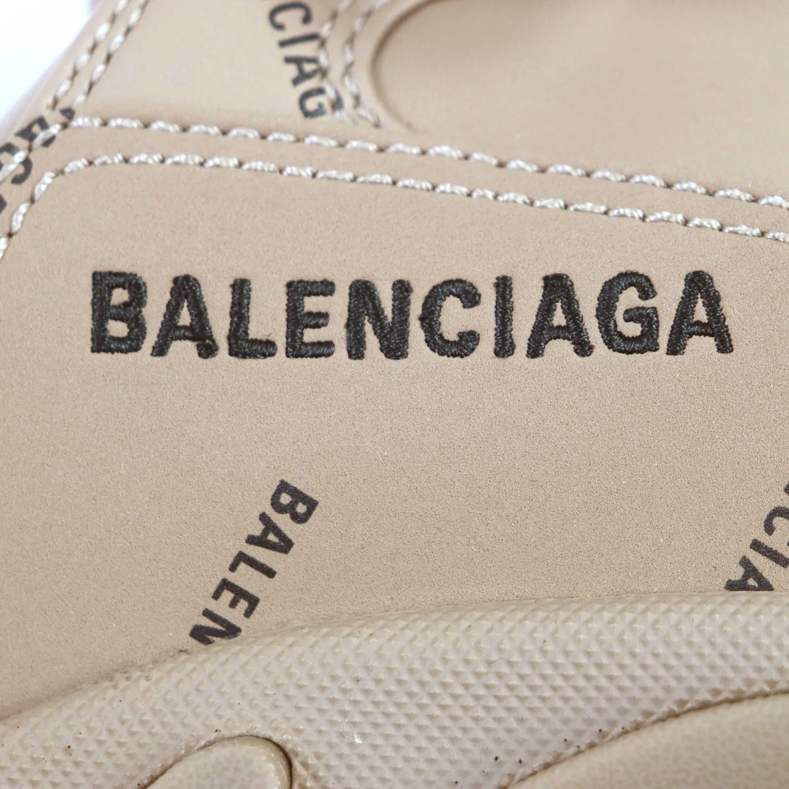 Balenciaga Triple S Logo Leather Sneakers Brown