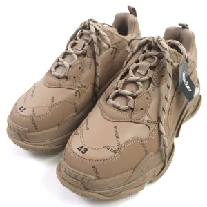 Balenciaga Triple S Logo Leather Sneakers Brown