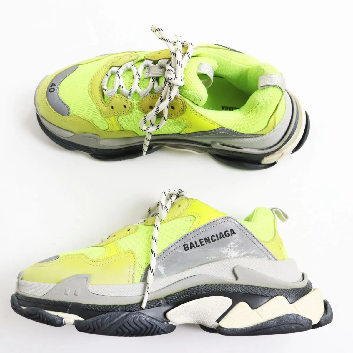 Balenciaga Triple S Sneakers Neon Yellow Gray