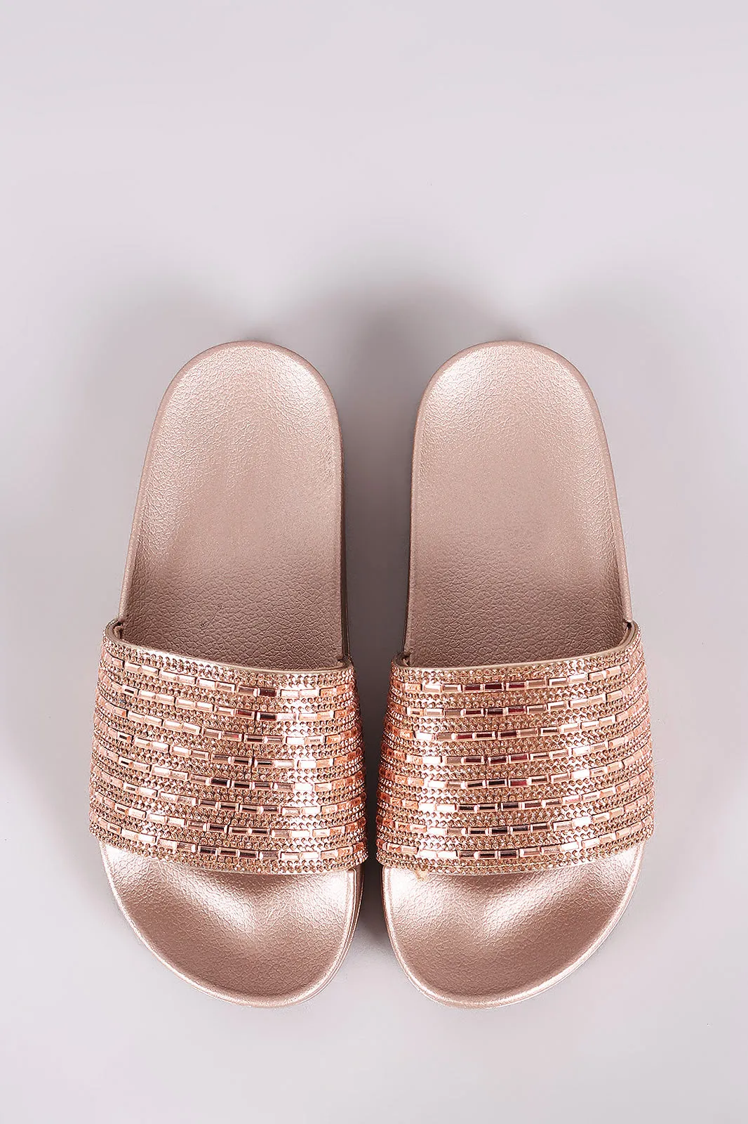 Bamboo Rhinestone Jelly Slide Sandal