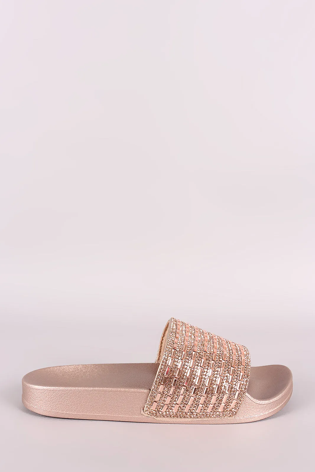 Bamboo Rhinestone Jelly Slide Sandal