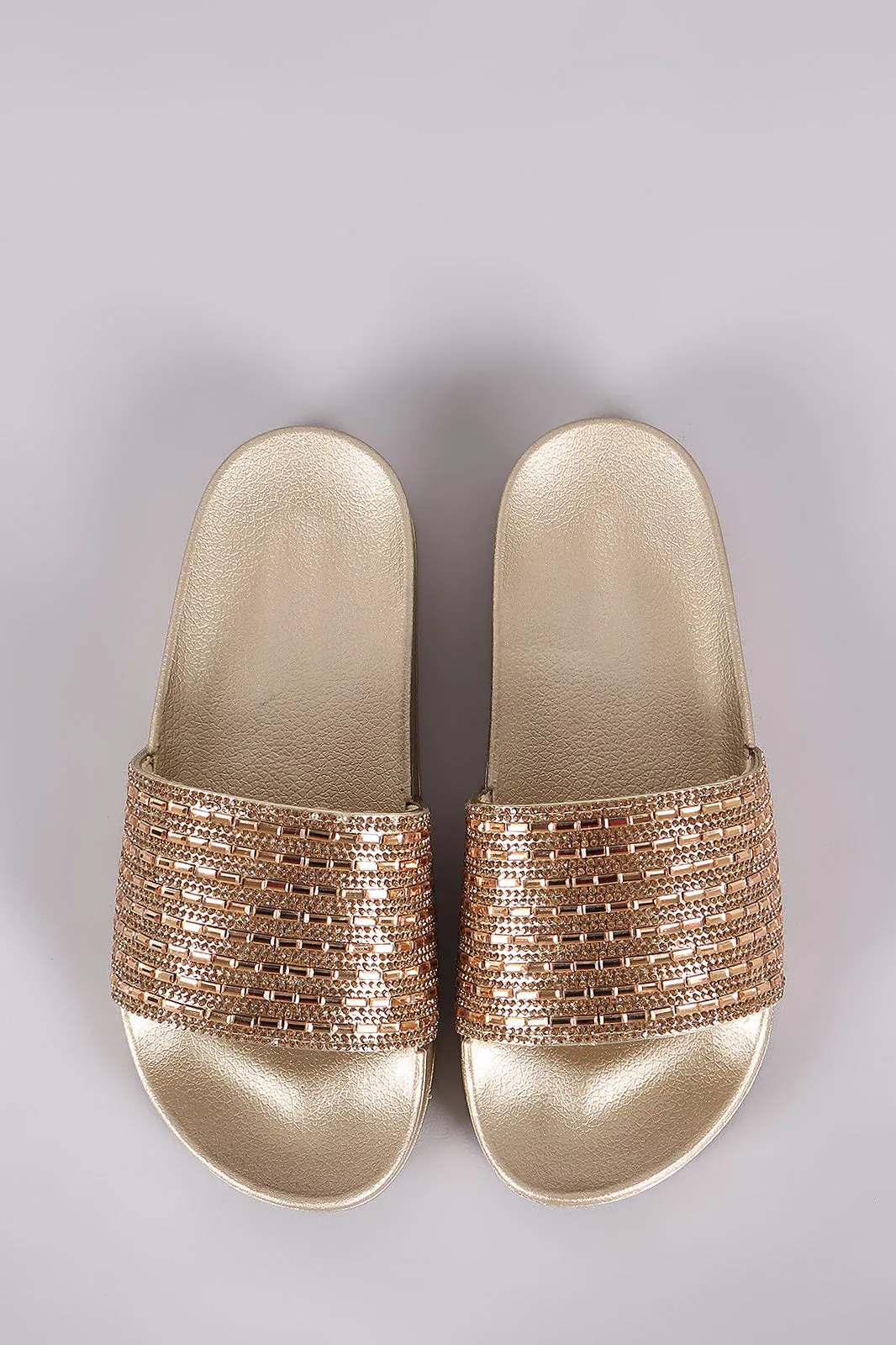 Bamboo Rhinestone Jelly Slide Sandal