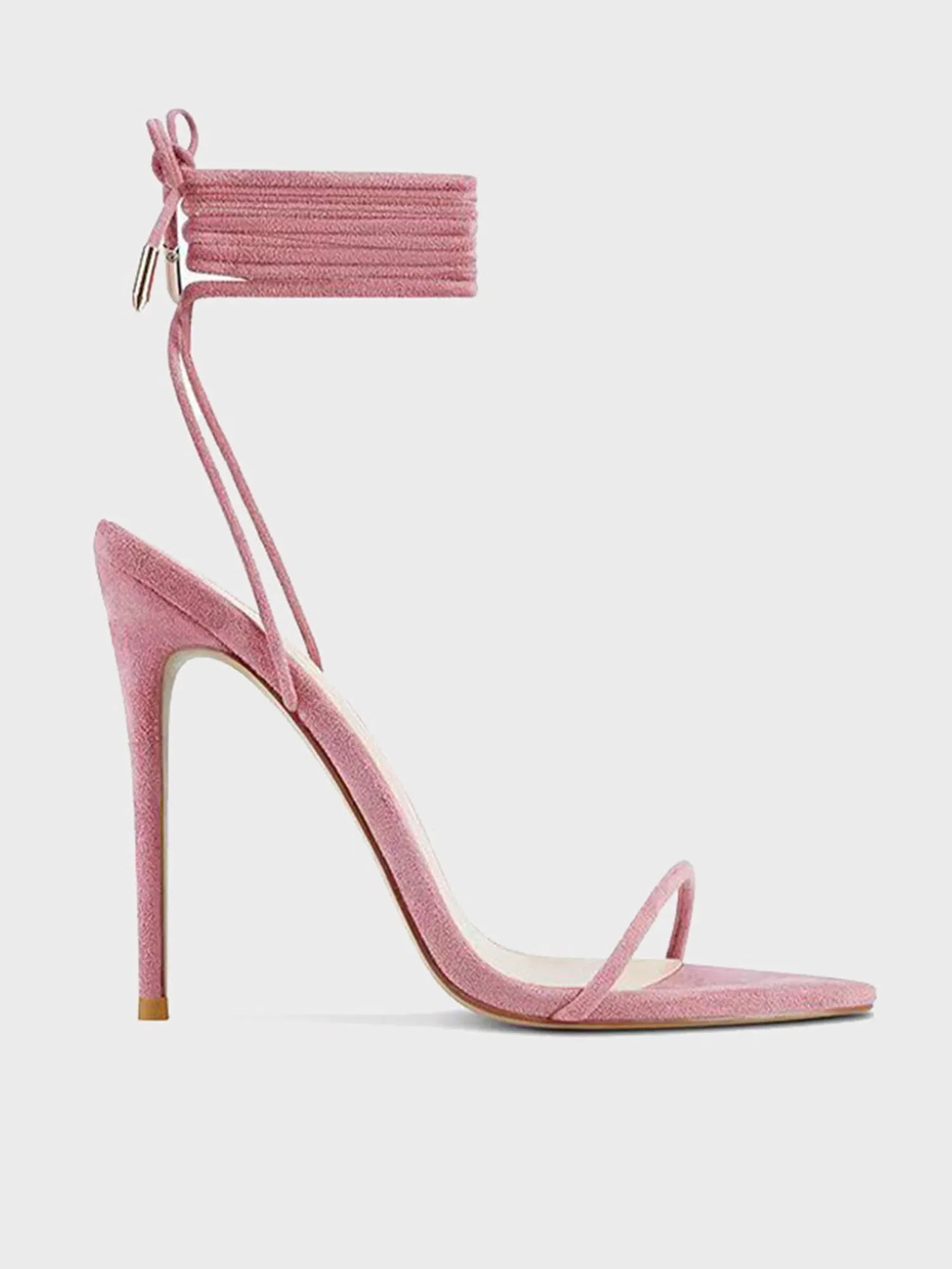 Barely There Lace Up Heel - Baby Pink