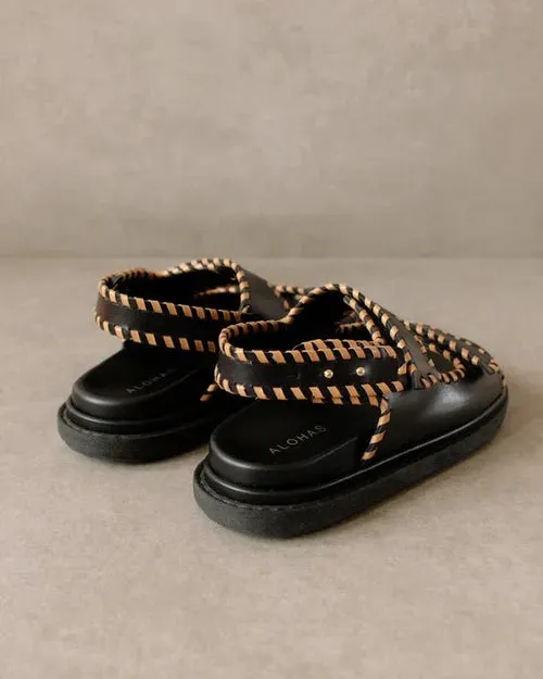 Barrel Black Tan Sandals