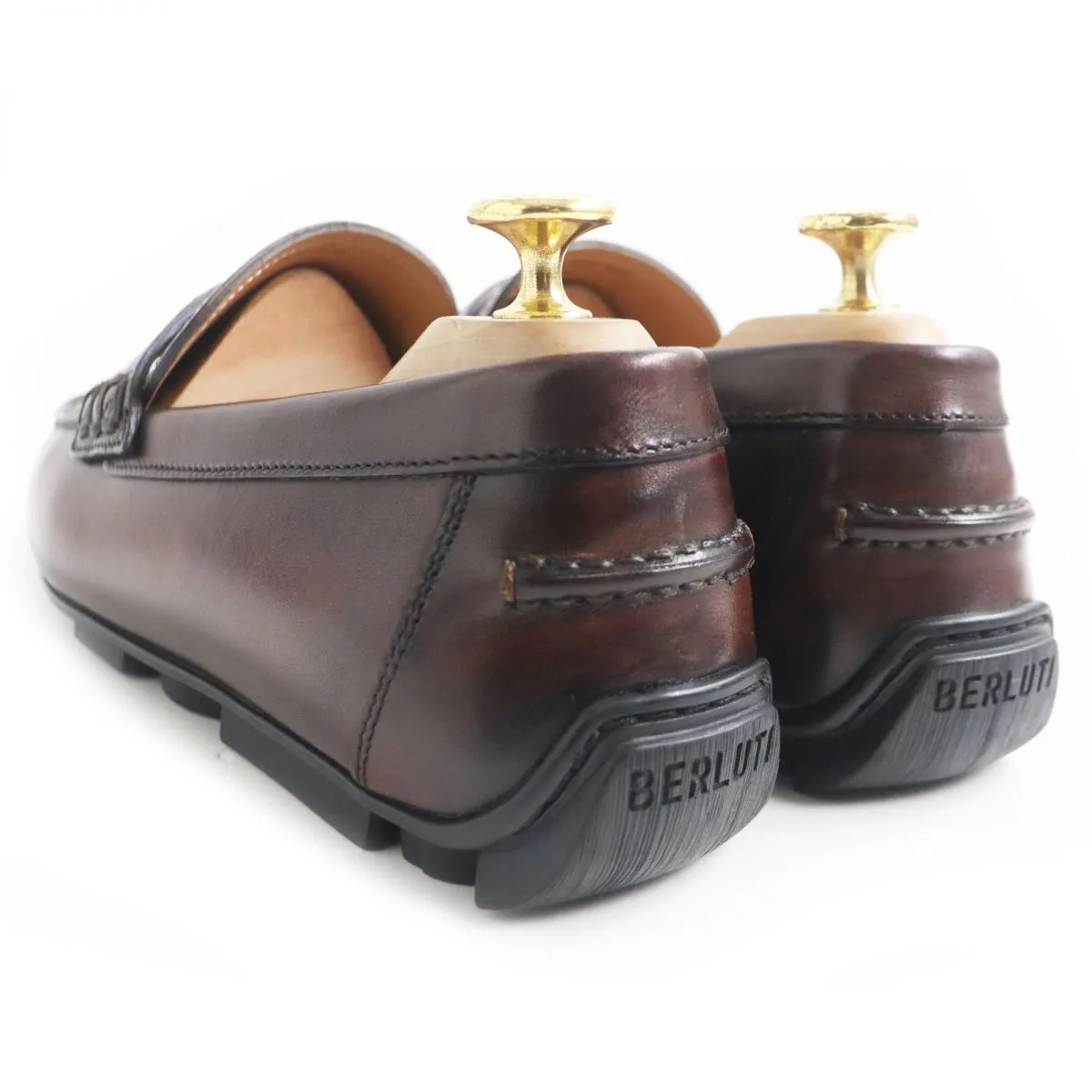 Berluti Scritto Leather Coin Loafers Bordeaux