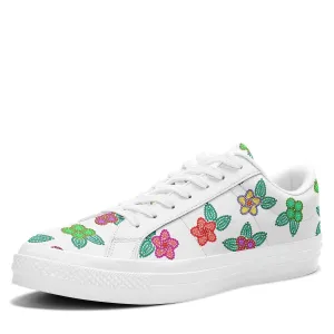 Berry Flowers White Aapisi Low Top Canvas Shoes White Sole