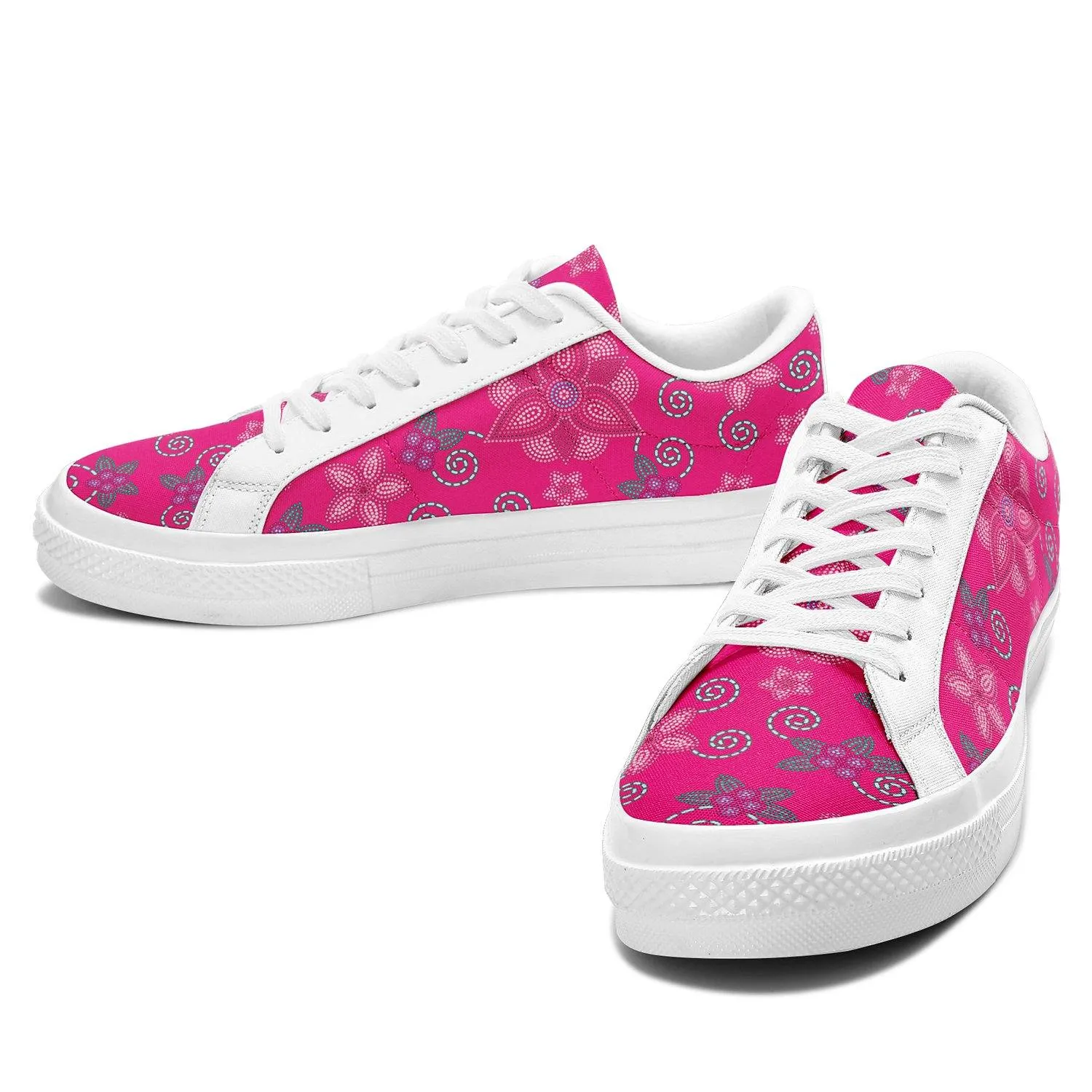 Berry Picking Pink Aapisi Low Top Canvas Shoes White Sole