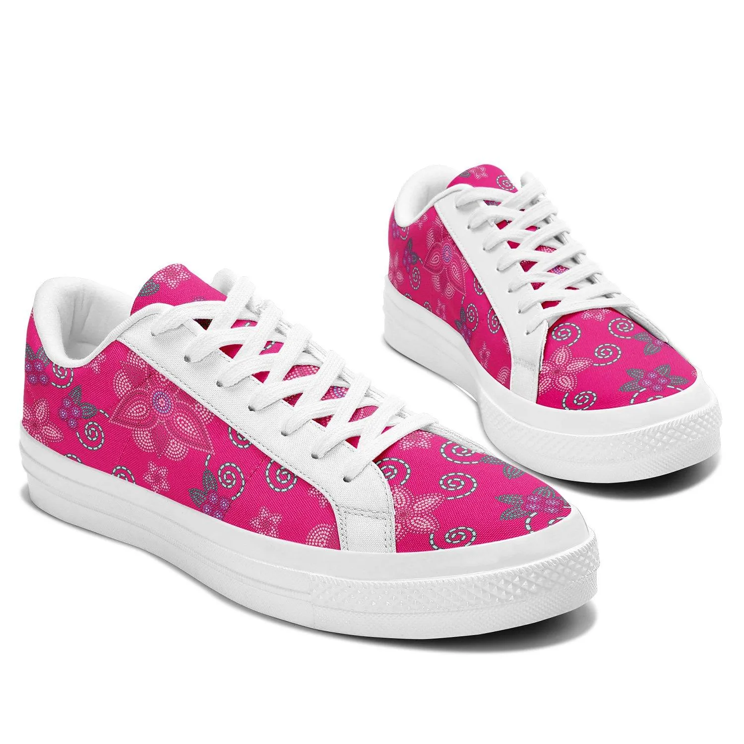 Berry Picking Pink Aapisi Low Top Canvas Shoes White Sole