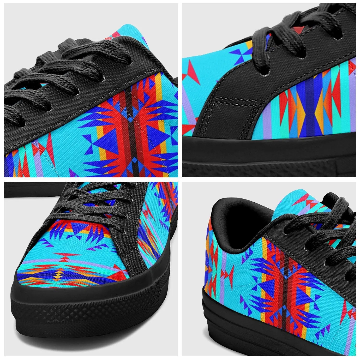 Between the Mountains Blue Aapisi Low Top Canvas Shoes Black Sole