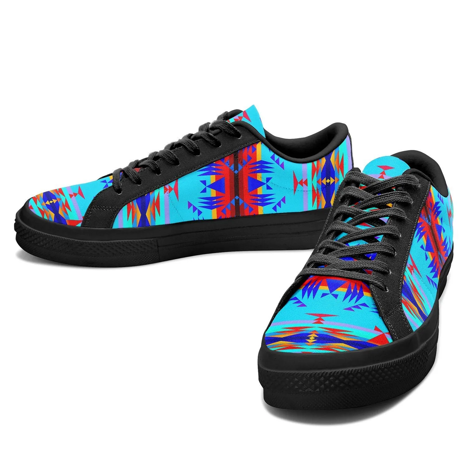 Between the Mountains Blue Aapisi Low Top Canvas Shoes Black Sole