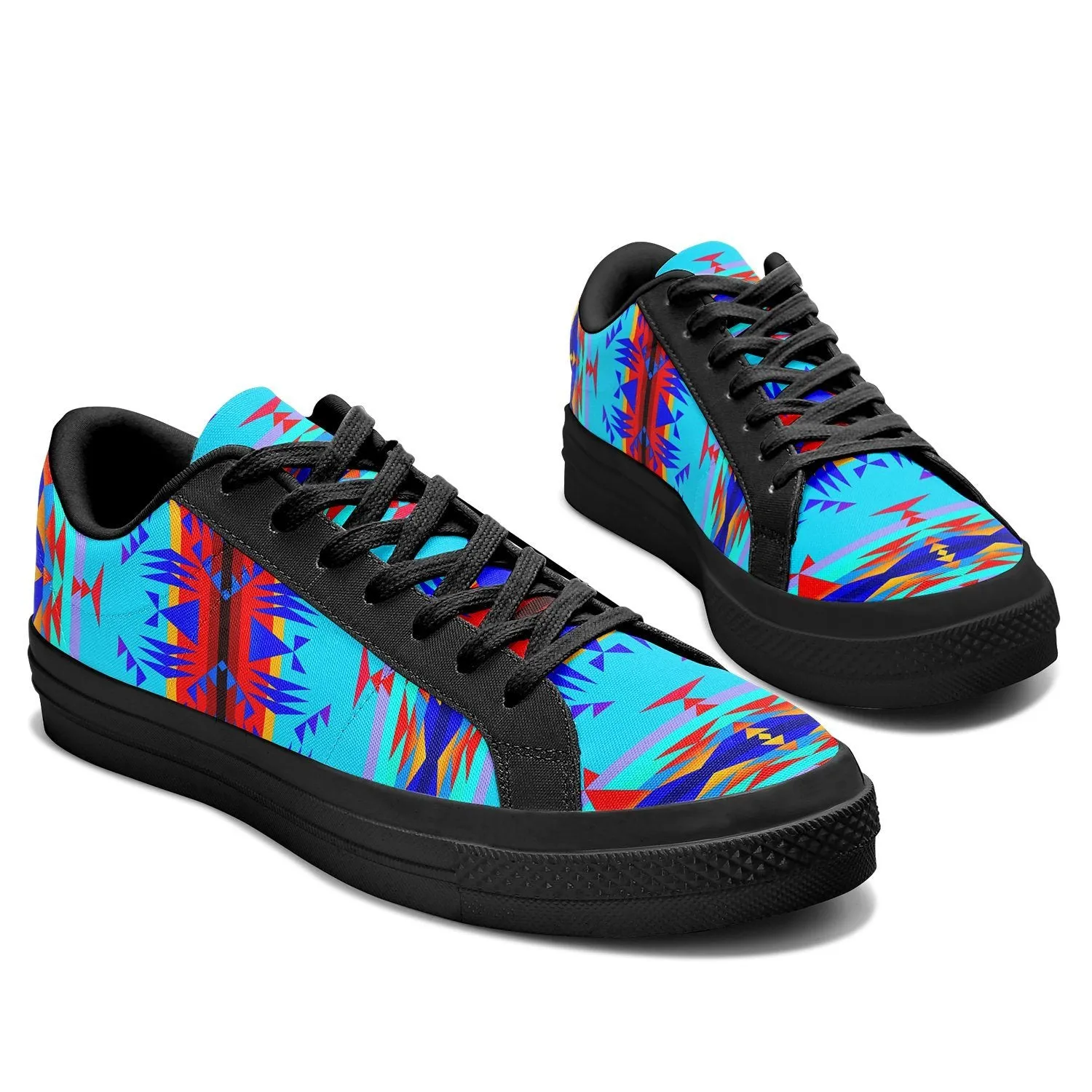 Between the Mountains Blue Aapisi Low Top Canvas Shoes Black Sole