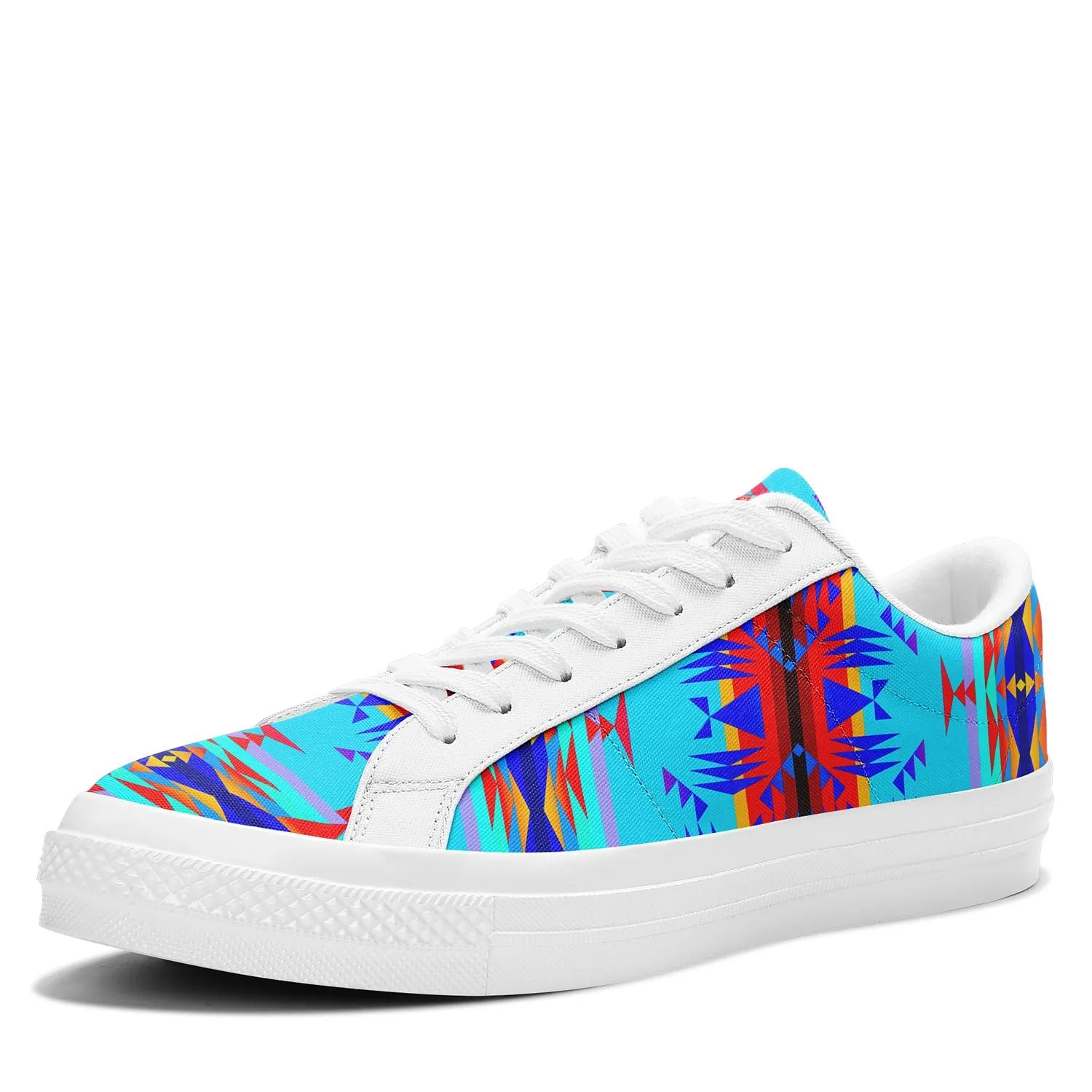 Between the Mountains Blue Aapisi Low Top Canvas Shoes White Sole