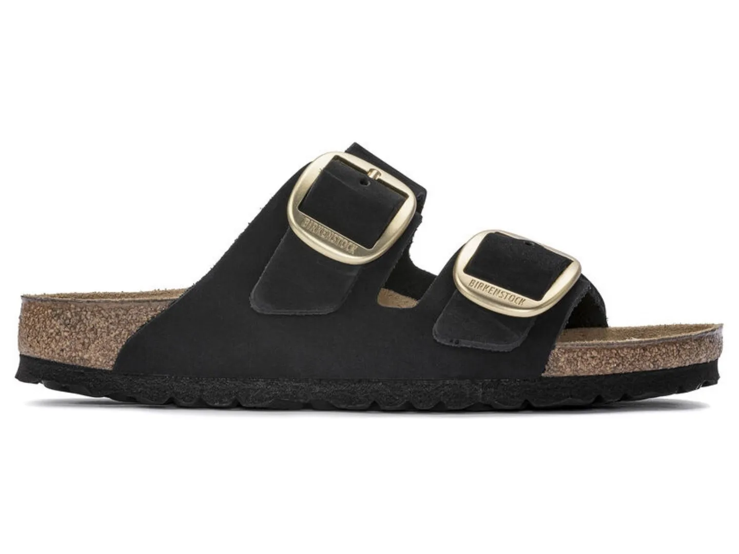 Birkenstock: Arizona Big Buckle Black Nubuck NARROW Fit