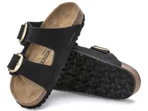 Birkenstock: Arizona Big Buckle Black Nubuck NARROW Fit